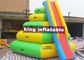 Heat Sealed Inflatable Water Park , Aqua Floating Island Climbing Tower Slide